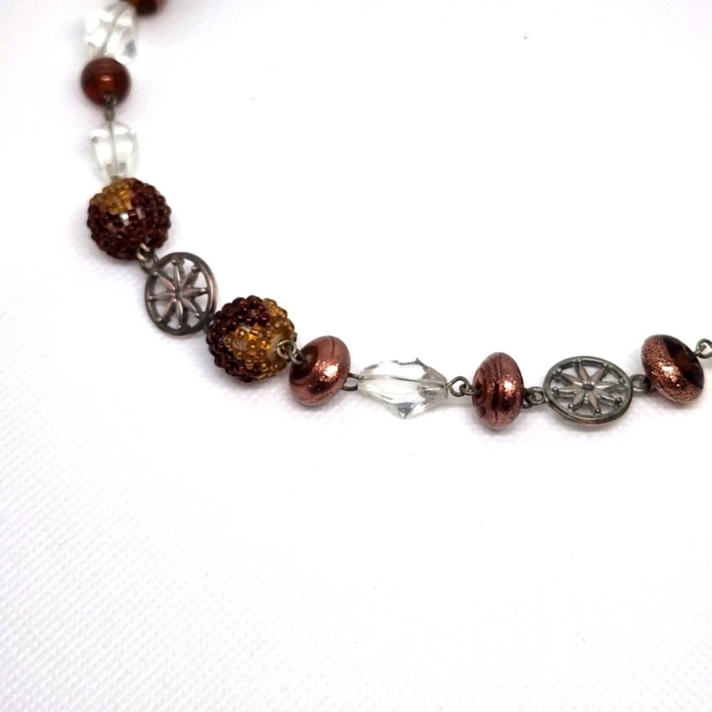 Elegant Brown and Clear Beaded Necklace - Picture 3 of 4